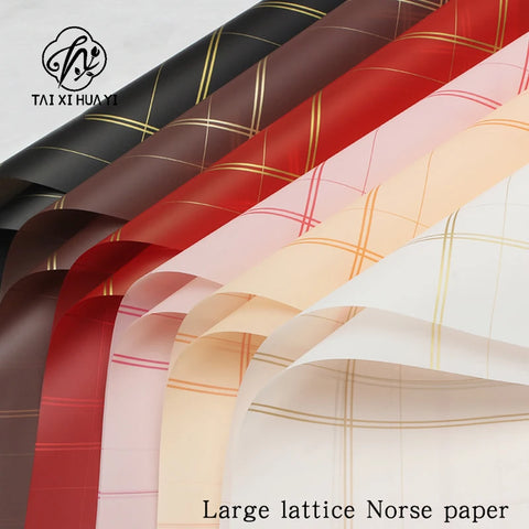 Large Grid Mesh PP Red Check Thickened Waterproof Disposable Floral Bouquet Recyclable Art Paper Wrapping Packaging