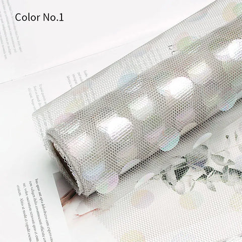 Colorful Wave Dot Flower Arrangement Packaging Mesh Single Side Coated Flower Yarn for Bouquet Packaging