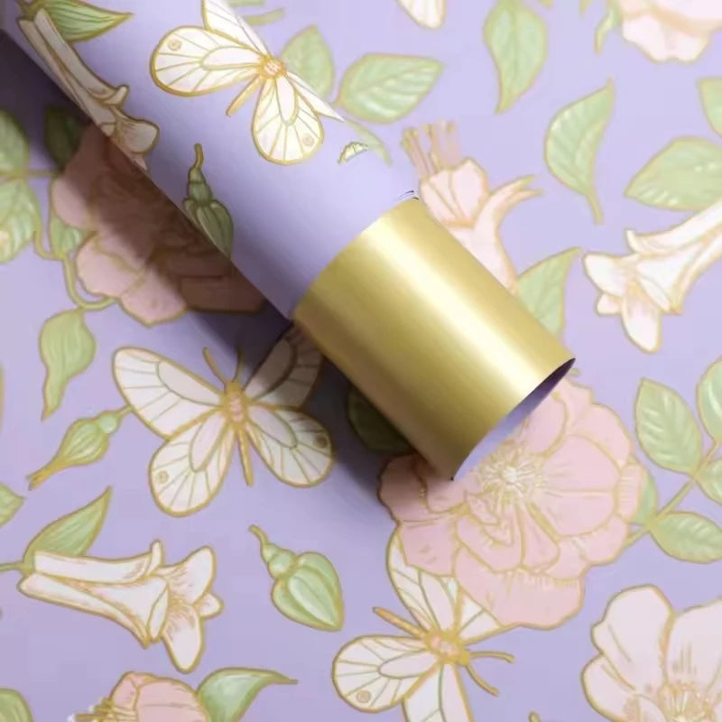 Chinese Eco-Friendly Vintage Style Camellia Flower Wrapping Paper Single-Sided Coated Water-proof Recyclable 58x58cm for Florist