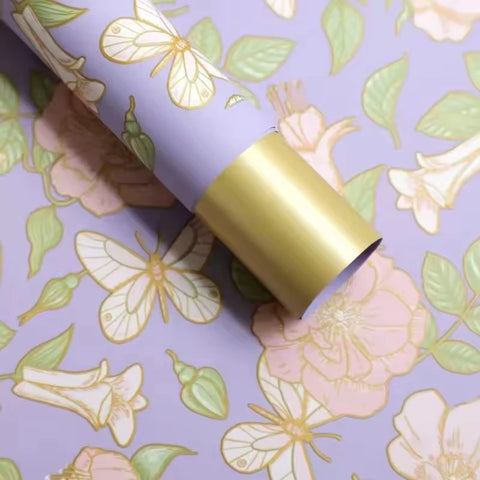 Chinese Eco-Friendly Vintage Style Camellia Flower Wrapping Paper Single-Sided Coated Water-proof Recyclable 58x58cm for Florist