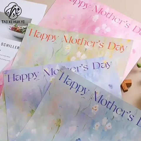 Oil Painting Coated Paper Single-sided Flower Design for Mother's Day Packaging Flower Paper Maker