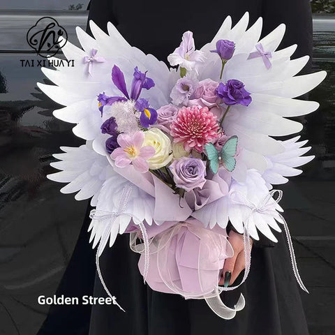 50*37cm Recyclable Floral Wrapping Paper Waterproof Florist Packaging with Wing Style and Bouquet Design for Flowers