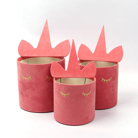 Velvet Hugging Bucket Flower Box Unicorn Split Waterproof Portable Flower Packaging for Household Products