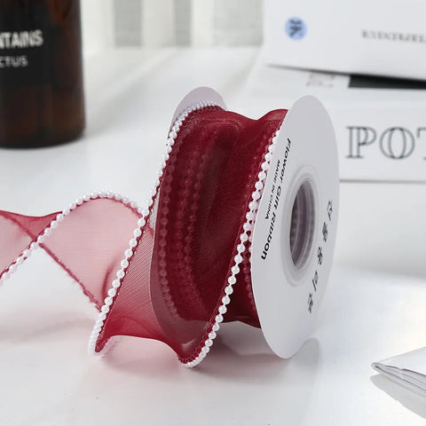 Luxury Dacron Pearl Fish Tail Satin Yarn Ribbon Biodegradable Wave Winding Handmade Bouquet Flower Valentine's Day Wedding