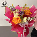 58*58cm Virgin Art Paper Roll Golden Edge Waterproof PE Coating Plastic Floral Gift Wrapping Packaging Florist