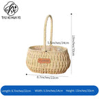 Woven Flower Basket with Paper Rope Handle for Mother's Day Party Wedding Easter Decor Wooden Gift Basket for Festive Occasions