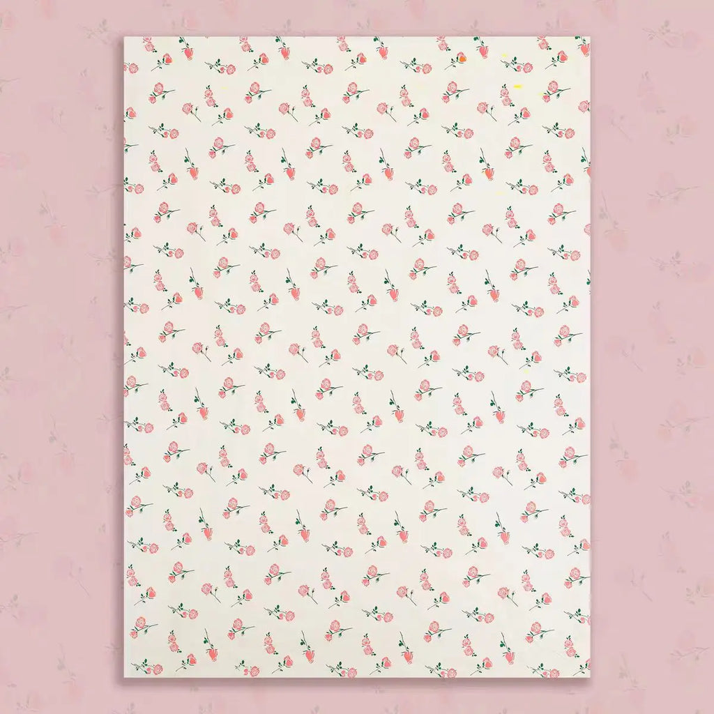 Elegant Rose Print Art Paper Floral Arrangement Supplies for Flower Shop Bouquet Packaging and Gift Wrapping