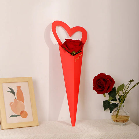 Eco-friendly Elegant Single Rose Waterproof Kraft Paper Bag Wedding Bouquet Packaging for Valentine's Day