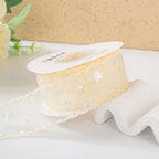 Single-Sided Satin Ribbon Roll 4 cm 1.5 Inch Sequin Small Flower Hook Edge DIY for Wedding Christmas Gift Packaging