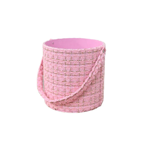 Luxury Handmade Rigid Fabric Flower Hug Bucket Portable Gift Box for Rose Bouquet Packaging Wedding & Valentine's Day Wholesale