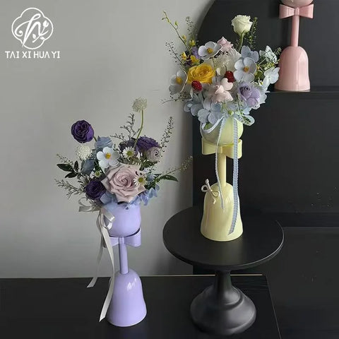 High Beauty Plastic Tulip Flower Cup Vase Creamy Style Floral Ornament for Fresh Bouquet Gift Home Decoration