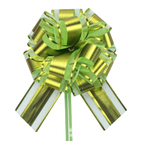 Matte Metallic Organza Pom Pom Pull Bows Floral Gift Wrapping Ribbon for Christmas Weddings Birthdays and Valentine's Day
