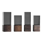 Light Luxury Modern Sleek Square Hydroponic Acrylic Vase with Wooden Sleeve Stand for Gift & Craft Packaging