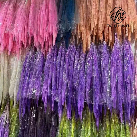 Preserved DIY Tassel Dried Decoration Flower Wall Backdrop White Artificial Flower Table Runners for Wedding Decor