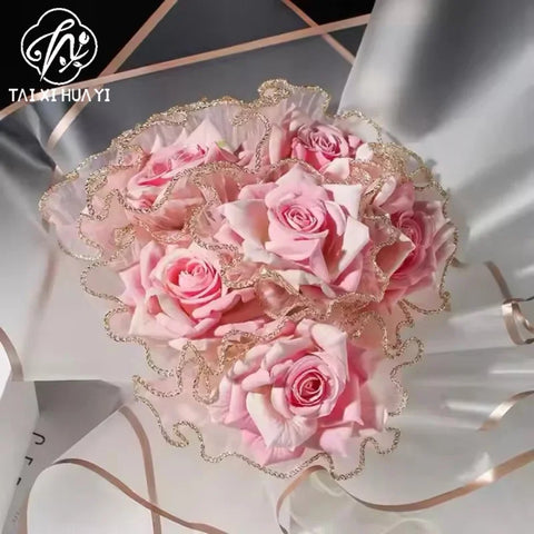 Qixi Wave Gauze Fresh Bouquet Water-proof Eco-friendly Packaging Materials Wave Design Pleats Single Side