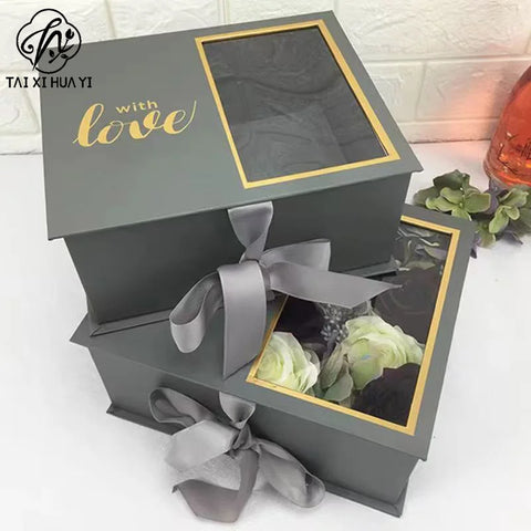 Custom Premium Elegant Luxury Flower Bouquet Box for Valentine's Day Candle Set Mini Perfume Gift Box for Love Gifts