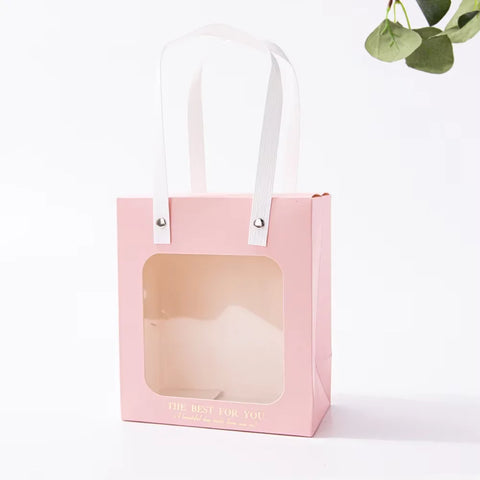 Wholesale Coated Craft Packaging Bags Transparent Window Eco-friendly Gift Bags for Valentine's Day Wedding