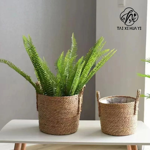Wholesale Customize Seagrass Wicker Storage Basket Handles Square Shape Multifunctional Eco-Friendly Home Garden Use Made China