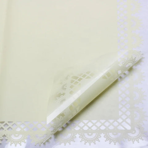 Glass Paper with Petal Lace Design Transparent Plastic Waterproof Flower Paper Single Side Coating Flower Wrapping Paper