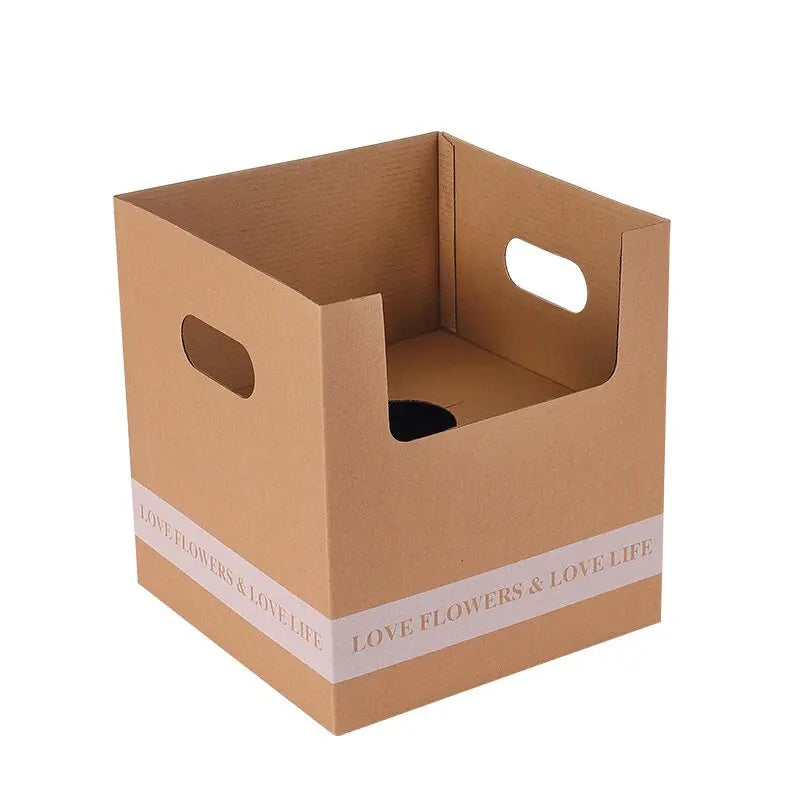 Unique Square Folded Flower Gift Box Bonsai Pot Holder for Flower Shop Paper Wrap Material
