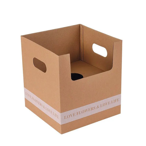 Unique Square Folded Flower Gift Box Bonsai Pot Holder for Flower Shop Paper Wrap Material
