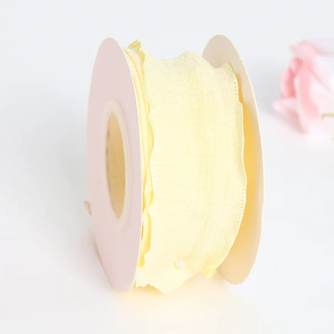 Luxury Folded Satin Ribbon Wavy Roll with Ruffled Edge-Fashionable Strap for Valentine's Day Wedding & Christmas Gift Wrapping