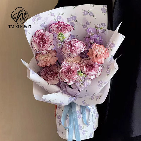 Internet Famous Art Paper Flower Bundle Packaging Single-Sided Coated Fresh Spring Broken Flowers Paper