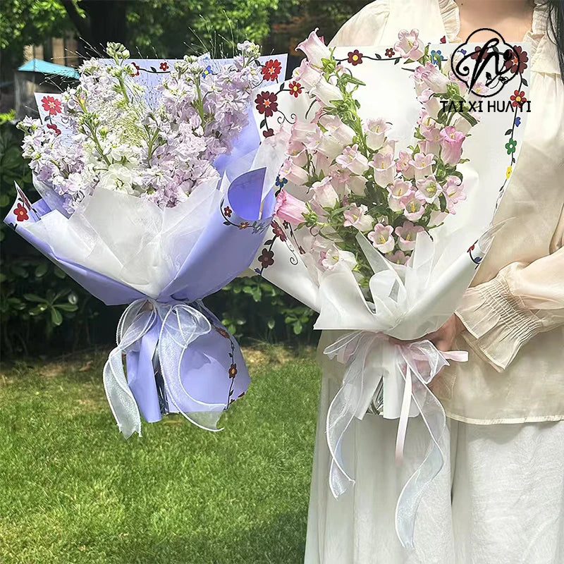 Eco-friendly Water-proof Sweet Floral Paper Flowers Packaging Single Side Coated for Flower Shops