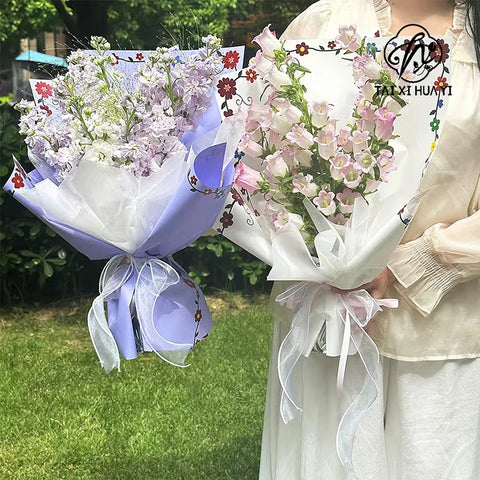 Eco-friendly Water-proof Sweet Floral Paper Flowers Packaging Single Side Coated for Flower Shops