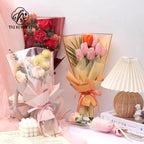 Transparent Single Rose Bouquet OPP Bag Moisture Proof Hot Stamping Gold Edge Festival Flower Wrapping Paper