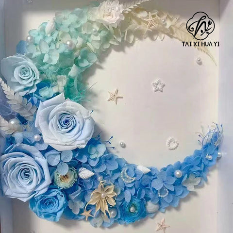 Handmade Preserved Flower Fan for Wedding DIY Wreath Mini Dried Flower Bouquet Artificial Hydrangea Dry Flowers Wall Backdrop