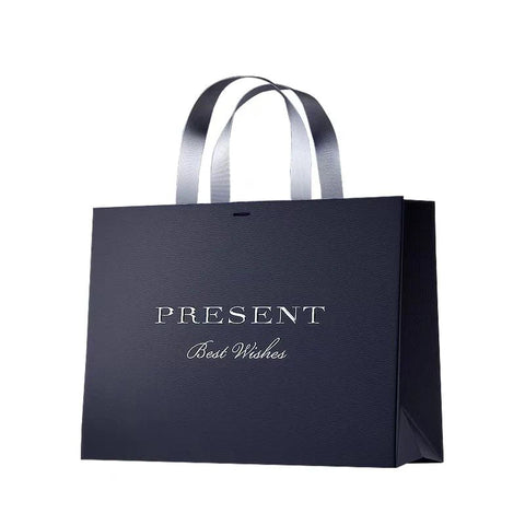 High Quality Cardboard Art Paper Bag Luxurious Handle Kraft Paper Shopping Gift Packaging Ribbon