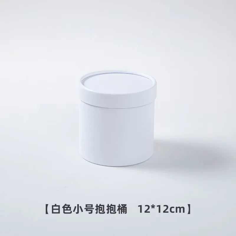 Portable and Waterproof Biodegradable Kraft Paper Flower Box Handheld Round Cylinder Packaging for Fashionable Gifts