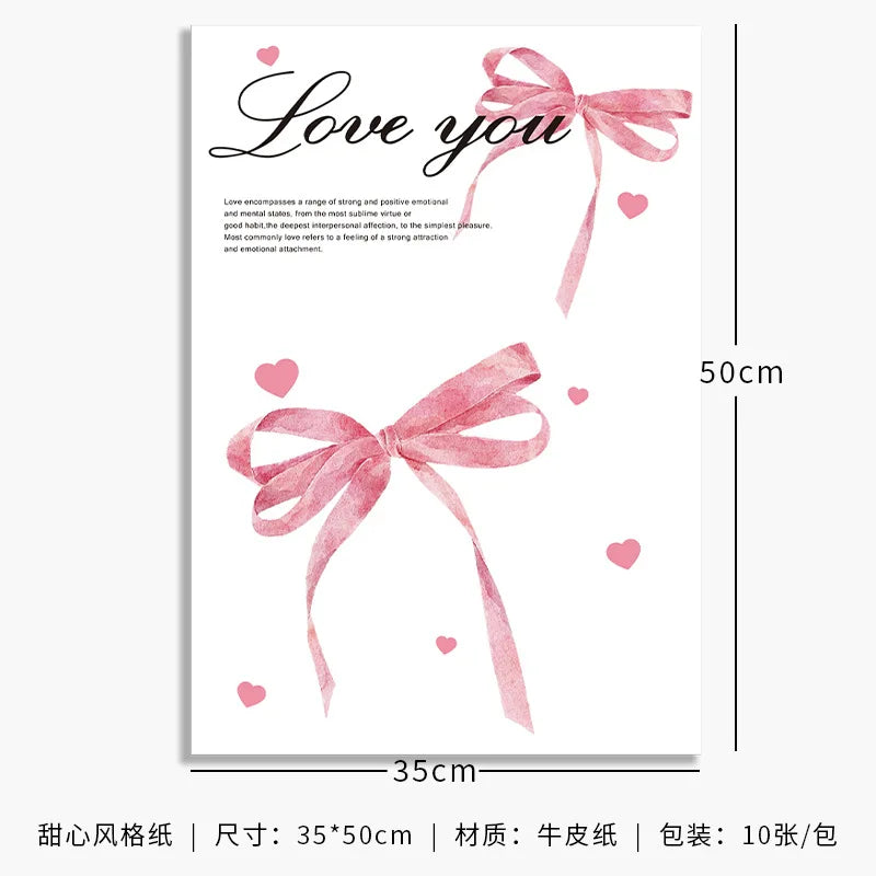 Mother's Day Eco-Friendly Recyclable Sweetheart Style Flower Kraft Paper Packaging Single Side Coated Elegant Romantic Gift Wrap