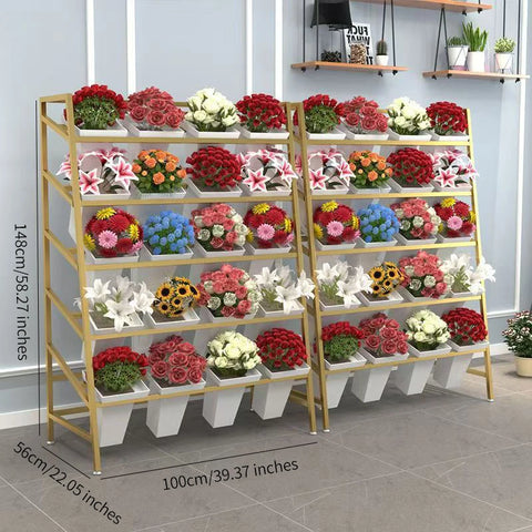 Multi-layer Durable Iron Art Flower Bucket Display Stand Home & Garden Shelf for Waking and Growing Flowers Wedding Shelf
