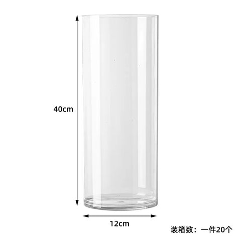 High-Grade Transparent Acrylic Cylindrical Vase Art Deco Design Tabletop for Wedding Flower Arrangements Anti-Fall Plastic