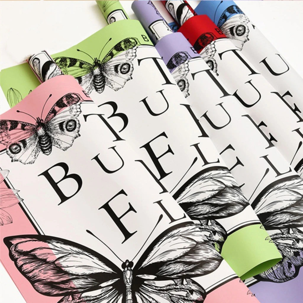 Direct Manufacturer's Coated Butterfly Flower Wrapping Paper for Florists Plastic Floral Wrapping Paper