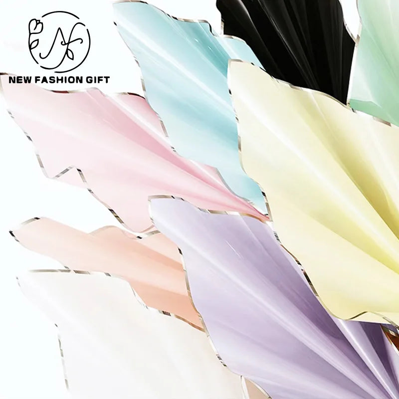 Wholesale Waterproof Flower Wrapping Paper with Golden Edge Bouquets Single Side Coated Florist Packaging รูปสินค้าหลัก