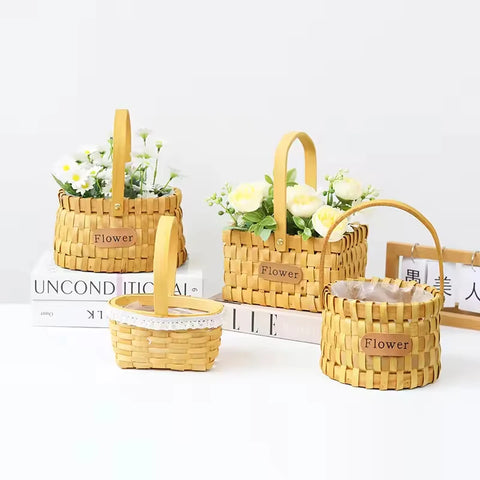 Handmade Wicker Basket Home Storage Fashionable Hanging Eco-friendly Rattan Woven Flower Basket