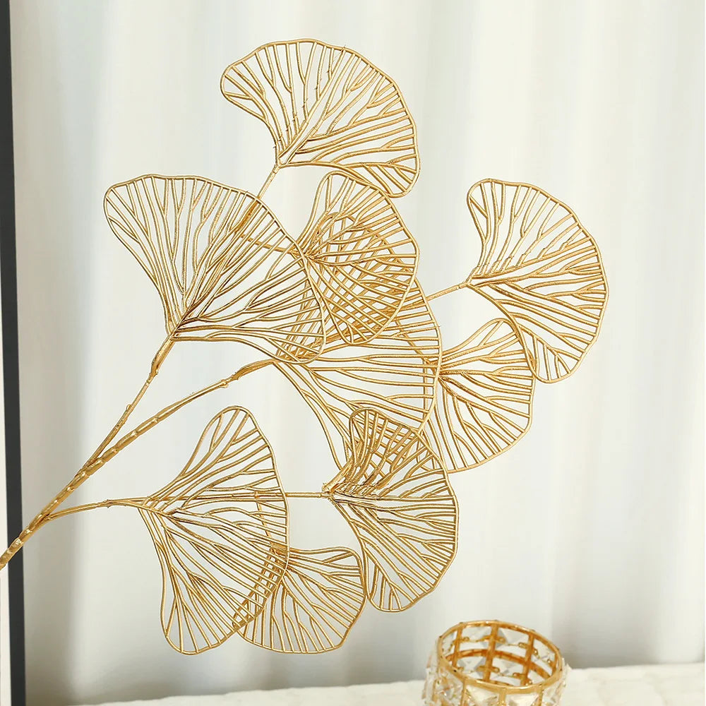Golden Eucalyptus Ginkgo Gold Leaf Simulation Flower Hug Bucket Festive Christmas Wedding Graduation Decoration