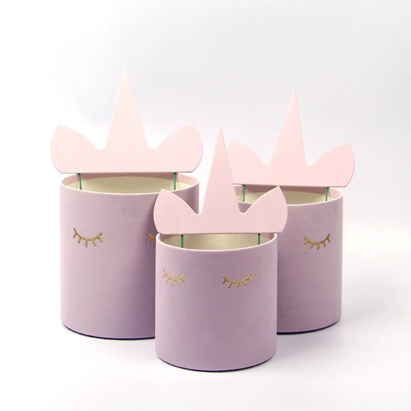 Velvet Hugging Bucket Flower Box Unicorn Split Waterproof Portable Flower Packaging for Household Products