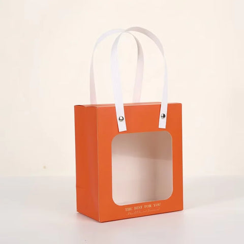 Wholesale Coated Craft Packaging Bags Transparent Window Eco-friendly Gift Bags for Valentine's Day Wedding