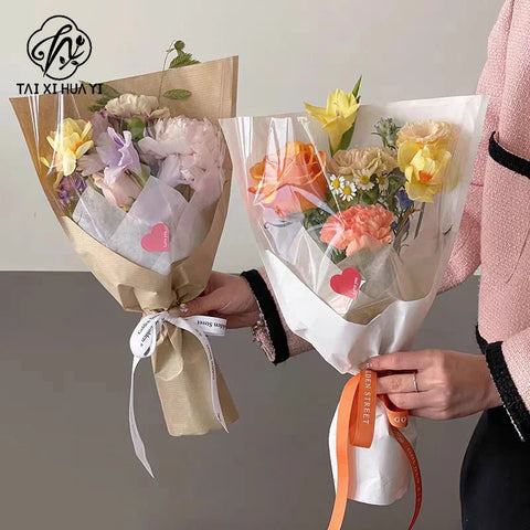 V-shaped Multi-Branch Flower Protective Film Kraft Paper Waterproof Semi-transparent Plastic for Flower Shops