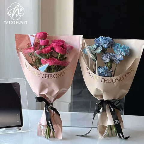 Transparent OPP Single Bouquet Bag PE Plastic Fresh Flower Packaging for Valentine's Day Roses Essential Supply for Flower Shops