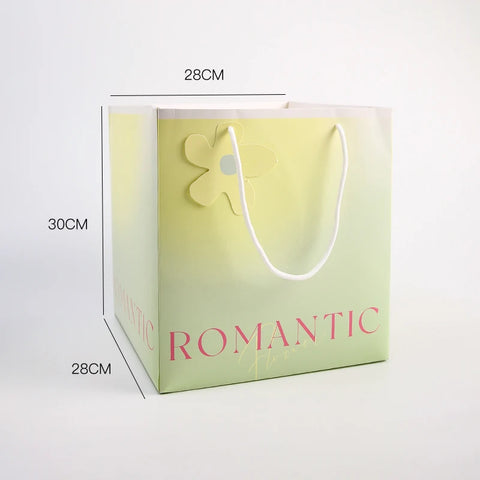 Colorful Square Eco-friendly Recyclable Flower Bouquet Handbag Packaging Kraft Paper for Valentine's Day Mother's Day Gifts