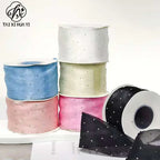 Fashionable 4cm Eco-Friendly Satin Beaded Lace Ribbon Colorful Wedding & Christmas Trim French Lace Women's Bow Knot