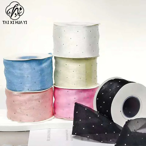Fashionable 4cm Eco-Friendly Satin Beaded Lace Ribbon Colorful Wedding & Christmas Trim French Lace Women's Bow Knot