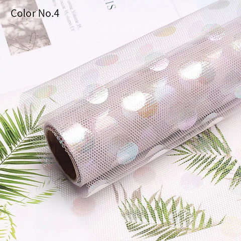 Colorful Wave Dot Flower Arrangement Packaging Mesh Single Side Coated Flower Yarn for Bouquet Packaging