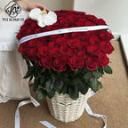 Valentine's Day Romantic Fresh Flower Bouquet Basket Oversized Woven Hug Bucket With Floral Decoration Materials for Lover Gifts