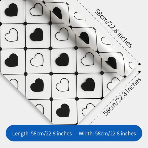 Matte Waterproof PE Jelly Film Floral Wrapping Paper 20 Sheets Heart Print Bouquet Packaging Double Side Virgin Pulp 58x58cm